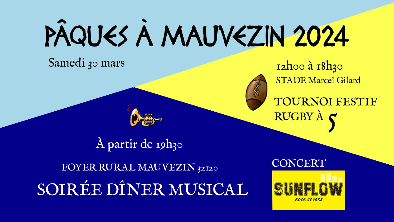 Tournoi rugby à 5 et soirée Fêtes de Pâques à Mauvezin 30 mars 2024